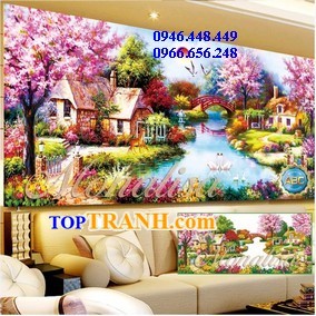 Tranh gắn đá ngôi nhà hạnh phúc